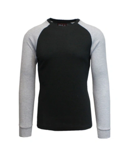 Galaxy By Harvic Men's Long Sleeve Thermal Shirt With Contrast Raglan Trim On Sleeves In Black-heat
