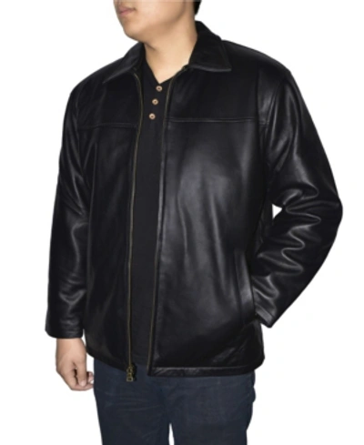 Victory Sportswear Retro Leather Men's Full Zip Jacket In Black