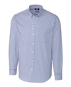 Cutter & Buck Easy Care Stretch Gingham Mens Big And Tall Long Sleeve Dress Shirt In Tour Blue