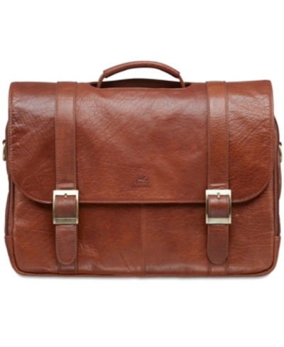 Mancini Arizona Collection Porthole Laptop/ Tablet Briefcase In Camel