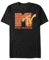 Mtv Men's Yellow And Orange Brick Logo Short Sleeve T-shirt In Black