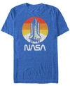Nasa Men's Vintage-like Distressed Space Shuttle Launch Logo Short Sleeve T-shirt In Royal Heat