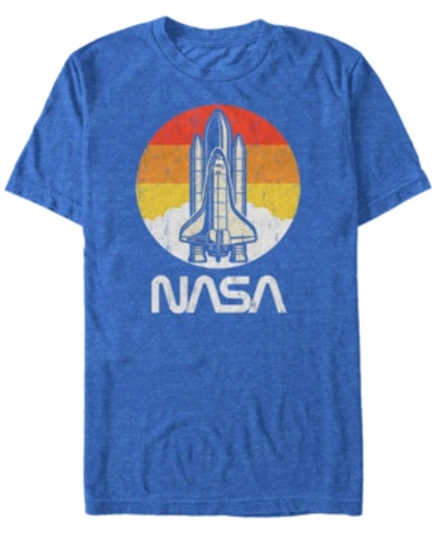 Nasa Men's Vintage-like Distressed Space Shuttle Launch Logo Short Sleeve T-shirt In Royal Heat