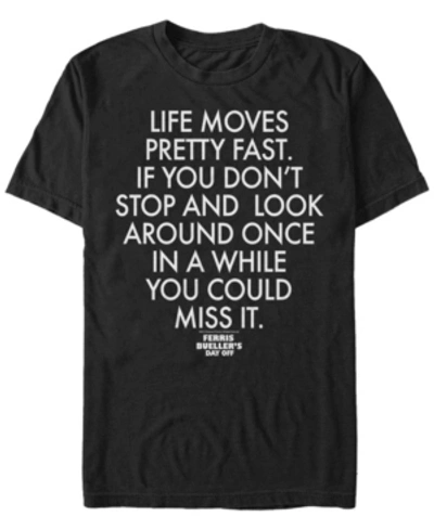 Paramount Men's Ferris Buller's Day Off Life Moves Pretty Fast Short Sleeve T-shirt In Black