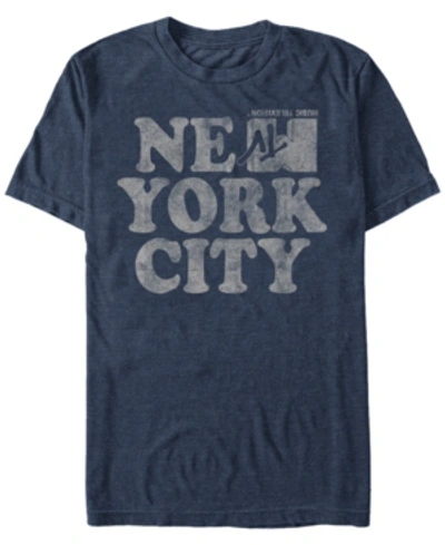 Mtv Men's New York City Logo Short Sleeve T-shirts In Navy Heath