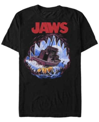 Jaws Men's Painted Open Mouth Shark Short Sleeve T-shirt In Black