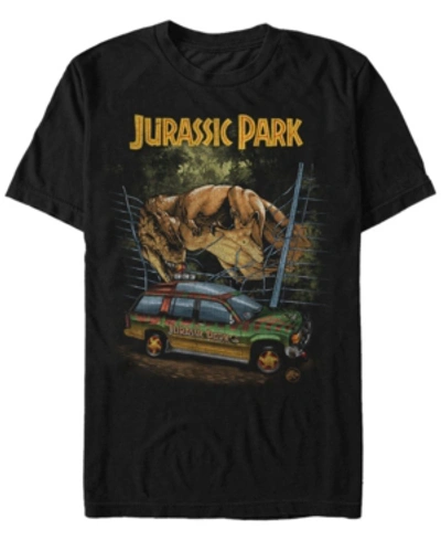 Jurassic Park Men's T-rex Break Out Short Sleeve T-shirt In Black