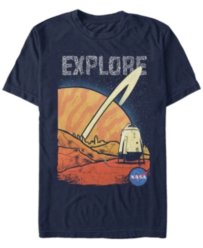 Nasa Men's Distorted Explore Space Logo Short Sleeve T-shirt In Navy