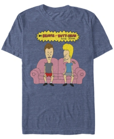 Beavis And Butthead Mtv Men's Couch Potatoes Logo Short Sleeve T-shirt In Navy Heath