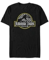 Jurassic Park Men's Distressed Checkered Logo Short Sleeve T-shirt In Black