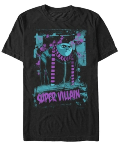 Minions Illumination Men's Despicable Me Gru Neon Super Villain Short Sleeve T-shirt In Black
