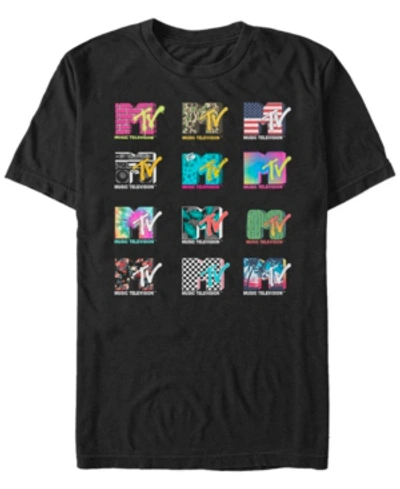 Mtv Men's Multi Logo Collage Short Sleeve T-shirt In Black