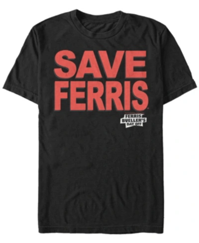 Paramount Day Off Men's Save Ferris Text Short Sleeve T- Shirt In Black