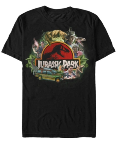 Jurassic Park Men's Group Collage Short Sleeve T-shirt In Black