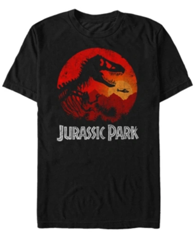 Jurassic Park Men's Jungle Sunset Short Sleeve T-shirt In Black