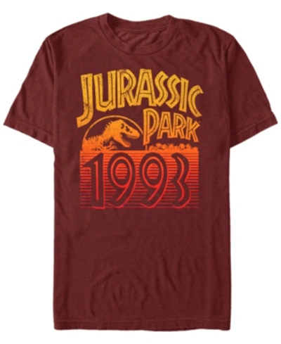 Jurassic Park Men's Retro Logo 1993 Short Sleeve T-shirt In Cardinal