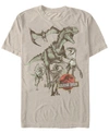Jurassic Park Men's Retro Dinosaur Group Short Sleeve T-shirt In Natural