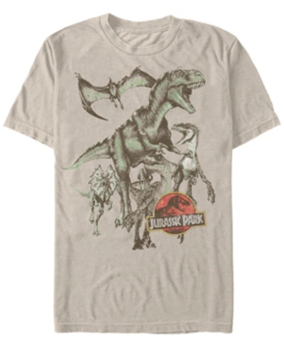 Jurassic Park Men's Retro Dinosaur Group Short Sleeve T-shirt In Natural