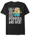 Minions Illumination Men's Despicable Me Call The Vet, These Puppies Are Sick Short Sleeve T-shirt In Black