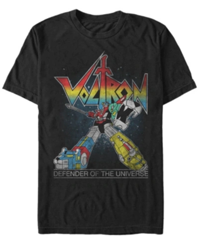 Voltron: Defender Of The Universe Men's Retro Rainbow Defender Of The Universe Short Sleeve T-shirt In Black