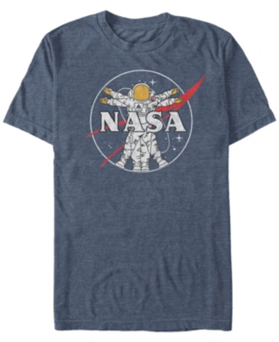 Nasa Men's Astronaut Logo Short Sleeve T-shirt In Navy Heath