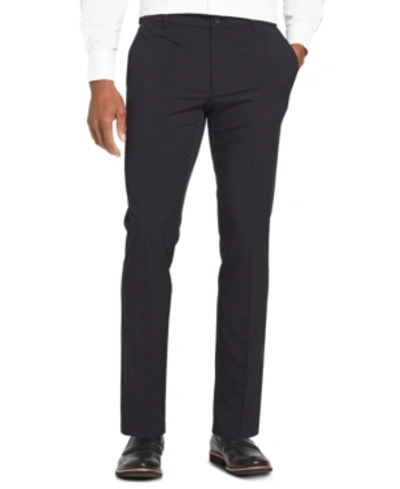 Van Heusen Men's Flex 3 Slim-fit 4-way Performance Stretch Non-iron Flat-front Dress Pants In Black