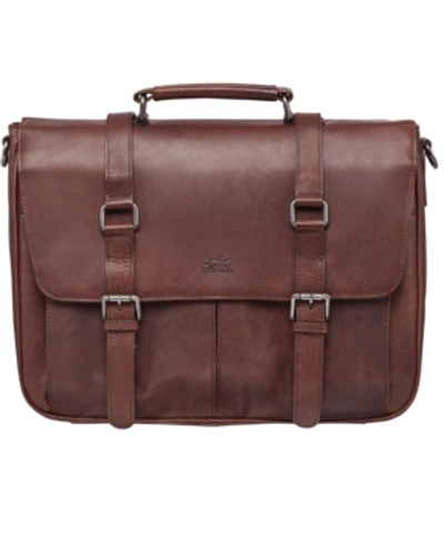 Mancini Buffalo Collection Single Compartment Laptop Briefcase In Brown