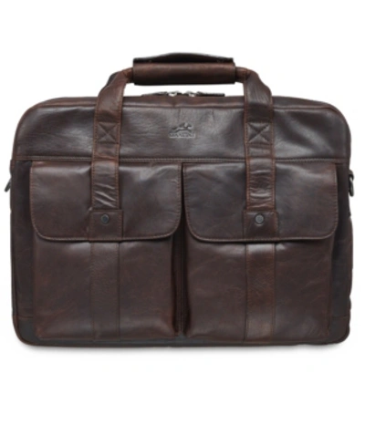 Mancini Buffalo Collection Double Compartment Laptop Briefcase In Brown