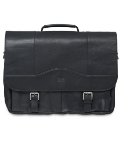 Mancini Buffalo Collection Porthole Laptop/ Tablet Briefcase In Black
