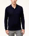 CLUB ROOM MEN'S MERINO WOOL BLEND POLO SWEATER, CREATED FOR MACY'S