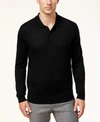 CLUB ROOM MEN'S MERINO WOOL BLEND POLO SWEATER, CREATED FOR MACY'S