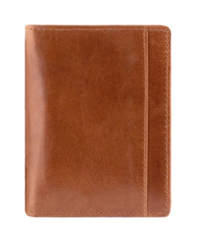 Mancini Casablanca Collection Men's Rfid Secure Center Unique Vertical Wing Wallet In Cognac