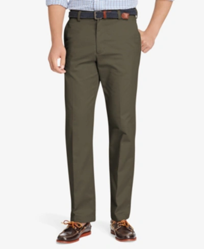 Izod Men's American Straight-fit Flat Front Chino Pants In Olive