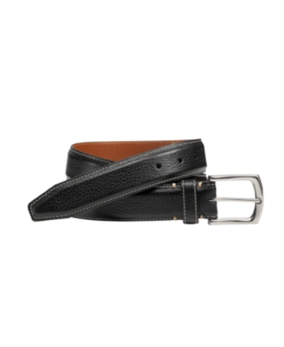 Johnston & Murphy Men's Topstitched Leather Belt In Black