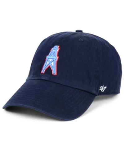 47 Brand Houston Oilers Clean Up Strapback Cap In Navy