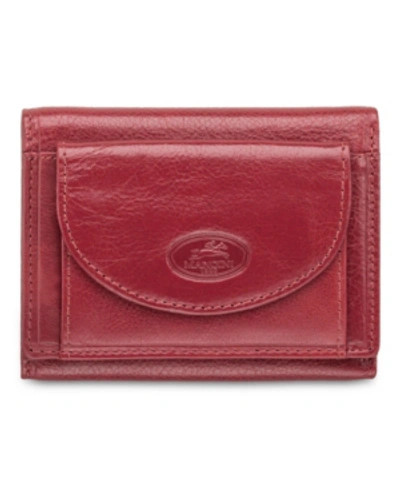 Mancini Men's  Equestrian2 Collection Rfid Secure Trifold Wallet With Coin Pocket In Red