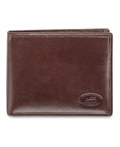 Mancini Men's  Equestrian2 Collection Rfid Secure Billfold With Removable Left Wing Passcase And Coin In Brown