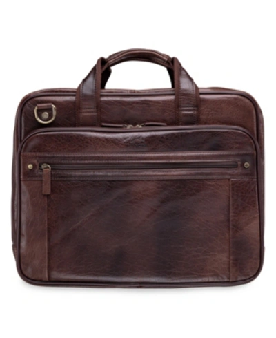 Mancini Arizona Collection Double Compartment 15.6" Laptop / Tablet Briefcase In Brown