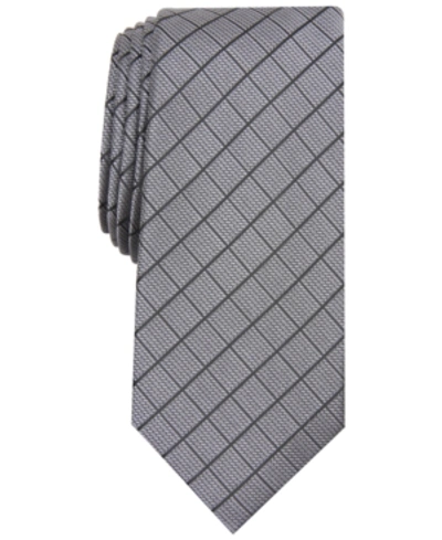 Alfani Men's Slim Grid Tie, Created For Macy's In Charcoal