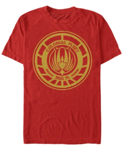 Fifth Sun Battlestar Galactica Men's Colonial Fleet Emblem Short Sleeve T-shirt In Red