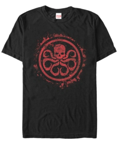 Fifth Sun Marvel Men's Hydra Red Paint Splatter Chest Logo Short Sleeve T-shirt In Black