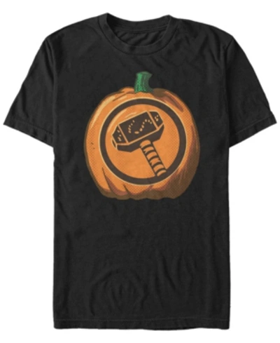 Fifth Sun Marvel Men's Thor Hammer Carved Halloween Pumpkin Short Sleeve T-shirt In Black