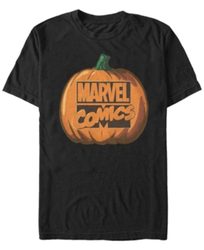 Fifth Sun Marvel Men's Comic Logo Carved Pumpkin Short Sleeve T-shirt In Black