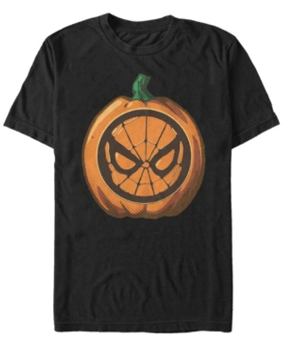 Fifth Sun Marvel Men's Spider-man Mask Pumpkin Carving Short Sleeve T-shirt In Black