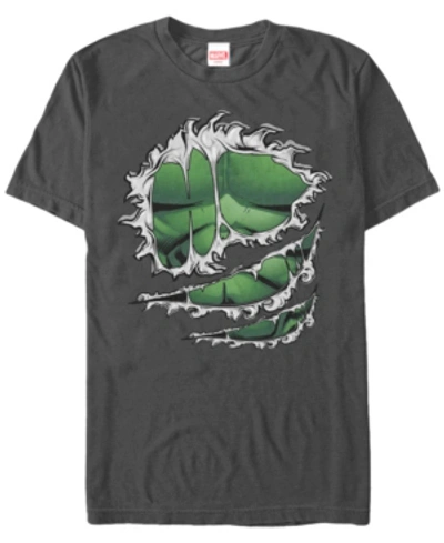 Fifth Sun Marvel Men's Hulk Chest Costume Short Sleeve T-shirt In Charcoal