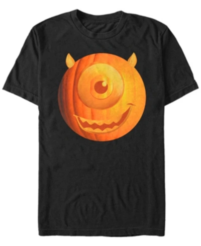 Fifth Sun Disney Pixar Men's Monsters Inc. Halloween Pumpkin Mike Big Face Short Sleeve T-shirt In Black