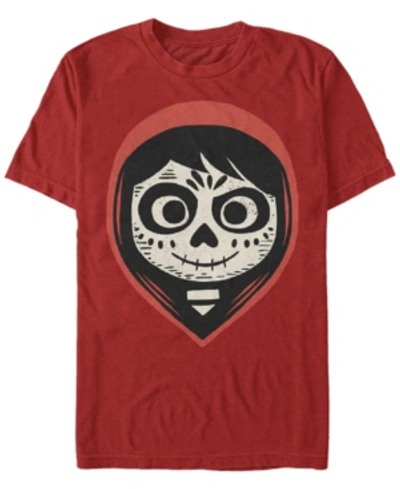 Fifth Sun Disney Pixar Men's Coco Miguel Sugar Skull Big Face Short Sleeve T-shirt In Red