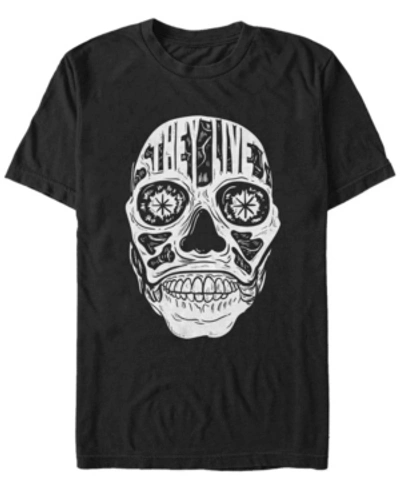 Fifth Sun They Live Men's Skeleton Face Text Short Sleeve T-shirt In Black