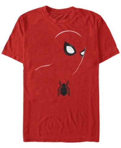 Fifth Sun Marvel Men's Spider-man Big Face Silhouette Costume Short Sleeve T-shirt In Red