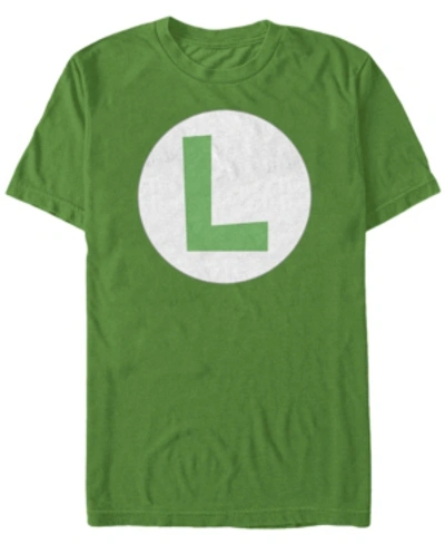 Fifth Sun Nintendo Men's Super Mario Big Luigi Logo Costume Short Sleeve T-shirt In Green